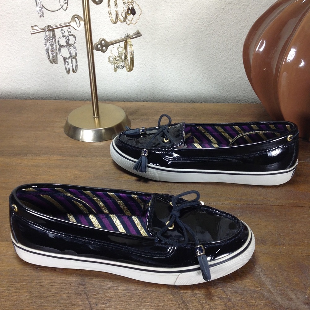 ❌Sperry Topsider Black Patent Leather Boat Shoes - Picture 3 of 7